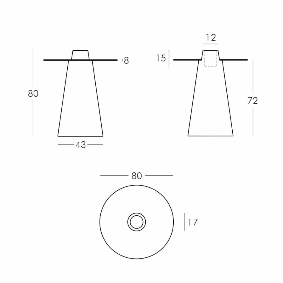 Skleněná polypropylenová skleněná tabulka (H80) vyrobená v Itálii Viadurini