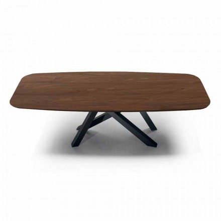 Jídelní stůl ve tvaru sudu s dýhovanou deskou Made in Italy - Settimmio Viadurini