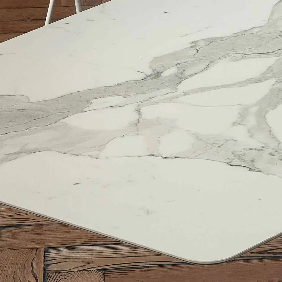 Sudový jídelní stůl z laminátu a syntetického mramoru vyrobený v Itálii - Brontolo Viadurini