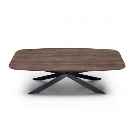 Jídelní stůl ve tvaru sudu z laminátu s efektem dřeva Made in Italy - Cave Viadurini