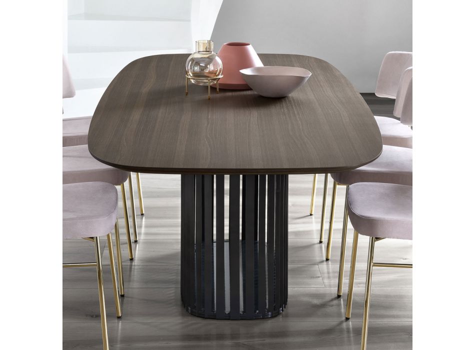 Sudový jídelní stůl ze dřeva a černého kovu Made in Italy - Alfero Viadurini
