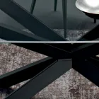 Jídelní stůl ve tvaru sudu ze skla a oceli Made in Italy - Cave Viadurini