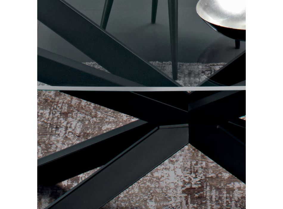 Jídelní stůl ve tvaru sudu ze skla a oceli Made in Italy - Cave Viadurini