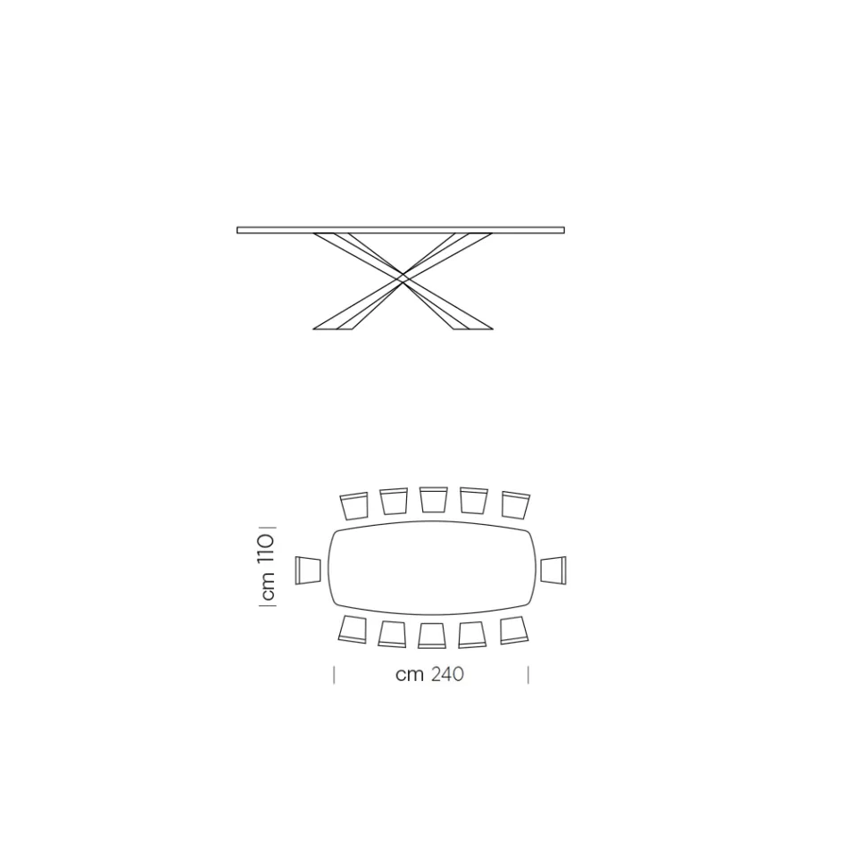 Jídelní stůl ve tvaru sudu ze skla a oceli Made in Italy - Cave Viadurini