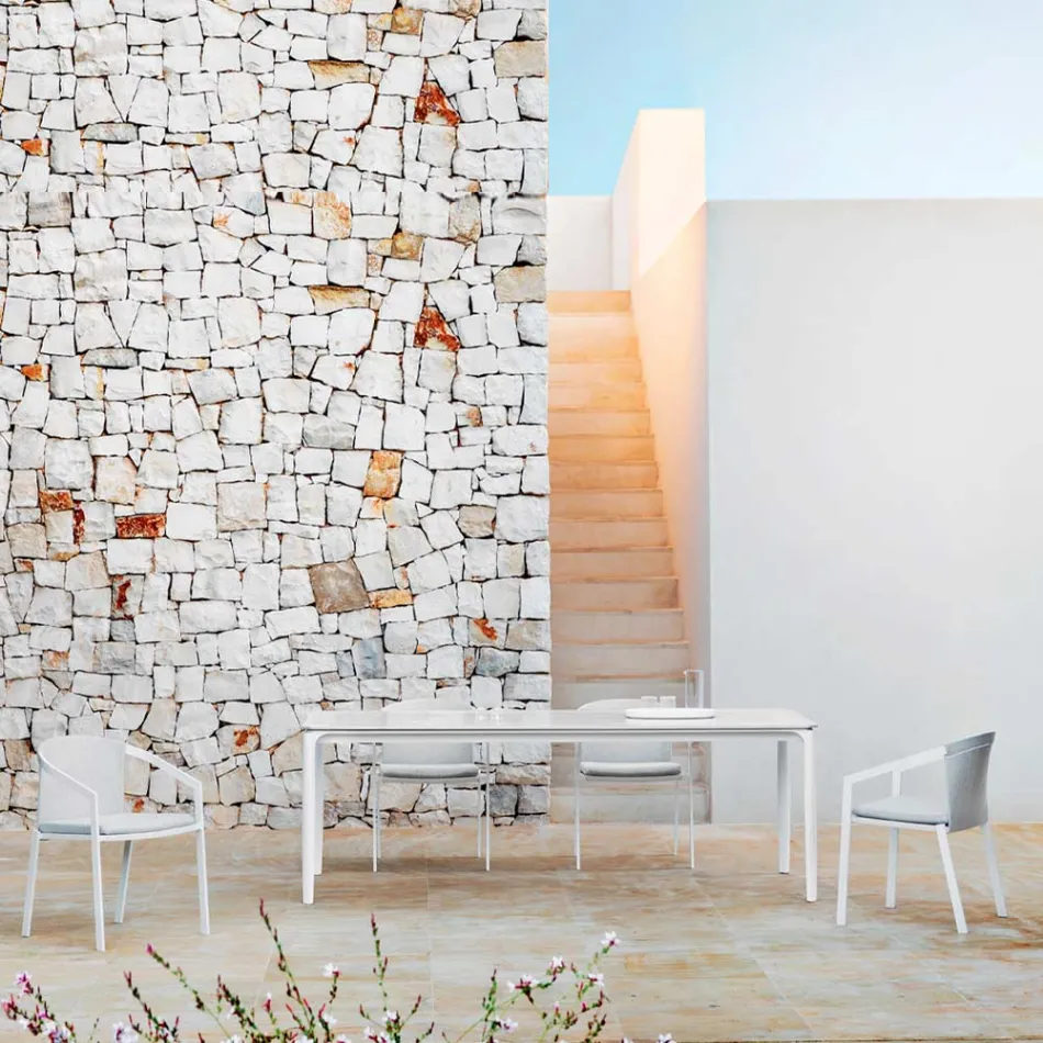 Rozkládací venkovní jídelní stůl 318 cm z hliníku a kameniny - Filomena Viadurini