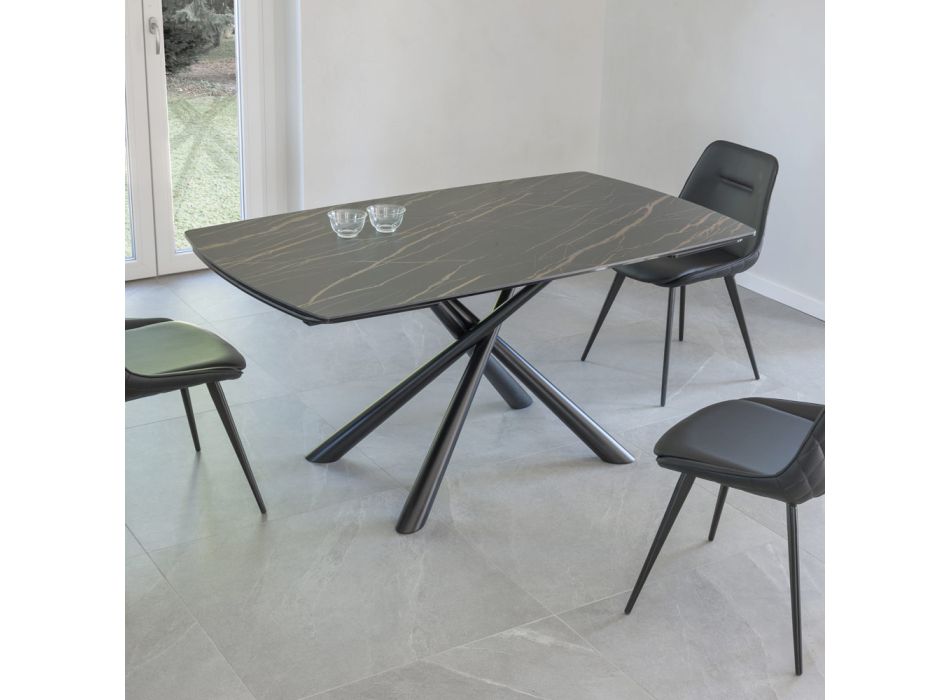 Rozkládací jídelní stůl na 230 cm ze sklokeramiky a kovu - Kinari Viadurini