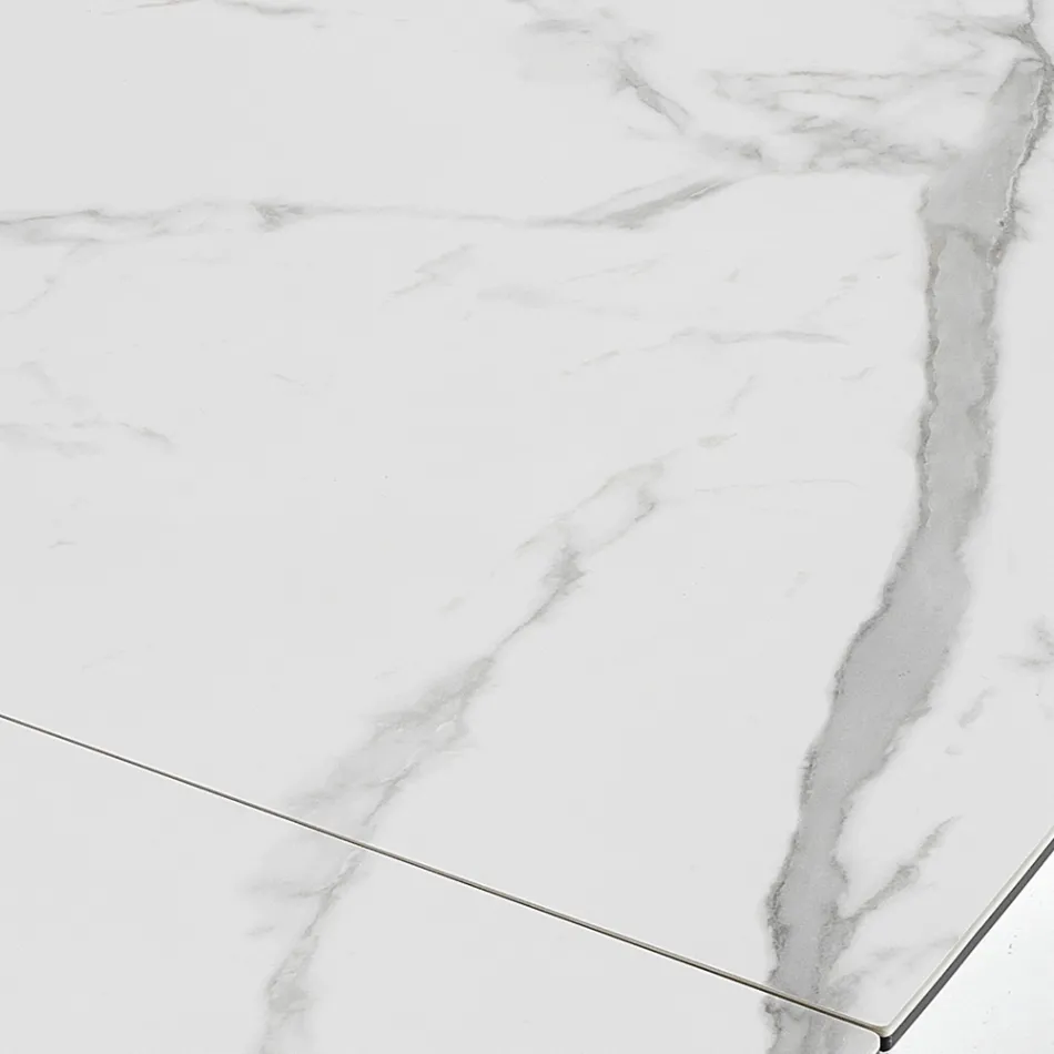 Rozkládací jídelní stůl na 240 cm z keramiky a oceli - reliéf Viadurini