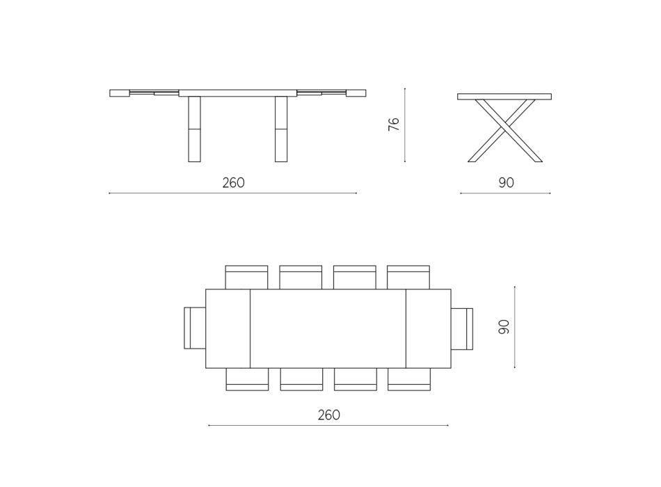 Jídelní stůl Rozkládací na 260 cm Moderní betonový efekt - Lenova Viadurini