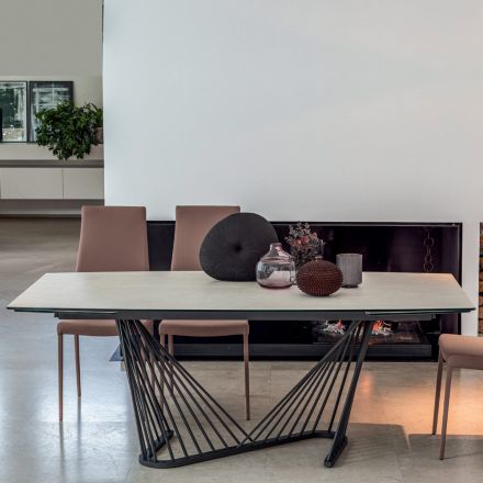 Jídelní stůl Rozkládací na 290 cm v kovové a keramické desce - Ricolo Viadurini