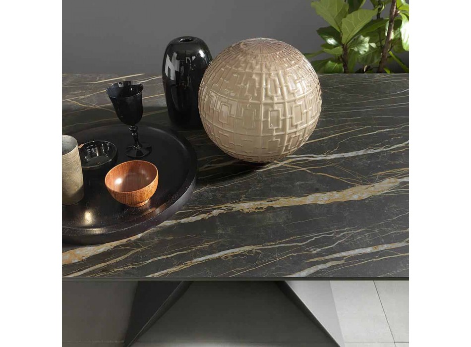 Rozkládací jídelní stůl na 298 cm v kovové a keramické desce - Anaconda Viadurini