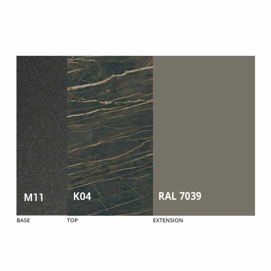 Rozkládací jídelní stůl na 298 cm v kovové a keramické desce - Anaconda Viadurini