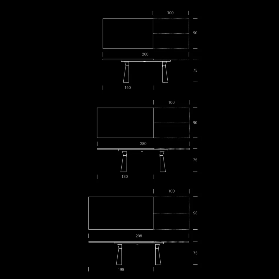 Rozkládací jídelní stůl na 298 cm z melaminu Made in Italy - Fedemo Viadurini