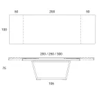 Rozkládací jídelní stůl na 3 m v keramických a dřevěných nohách - Cesteo Viadurini