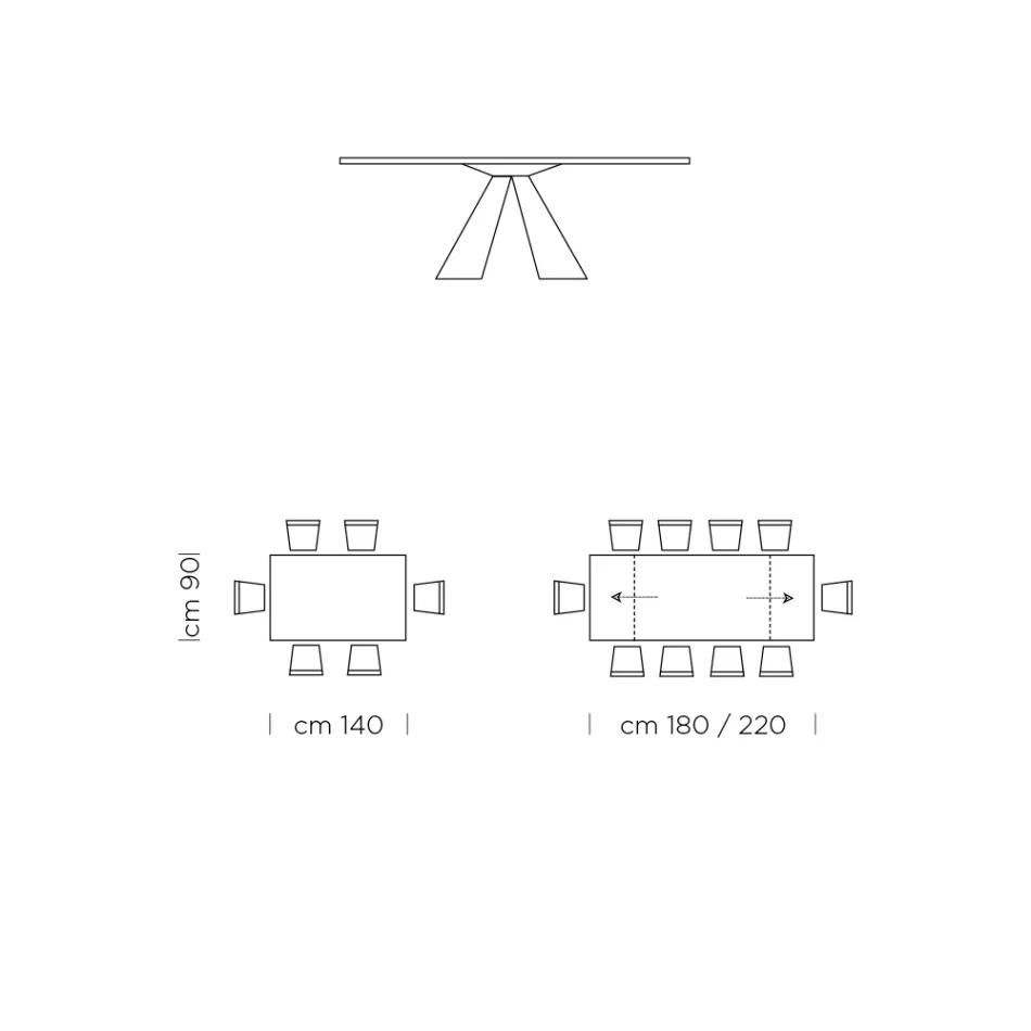 Rozkládací jídelní stůl na 300 cm z HPL laminátu Made in Italy - Dalmatian Viadurini