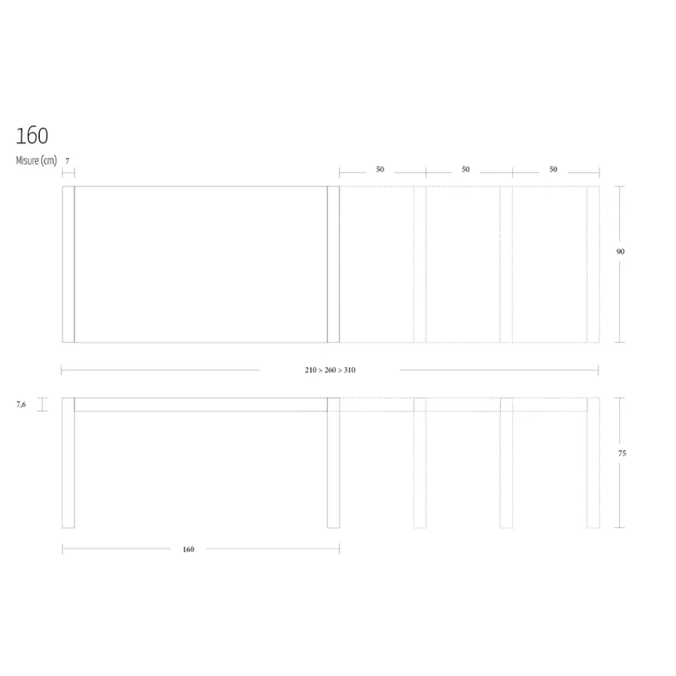 Kovový jídelní stůl rozkládací na 310 cm Made in Italy - Euclide Viadurini