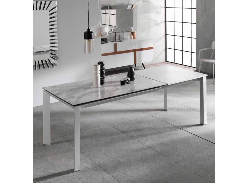 Rozkládací jídelní stůl s mramorovým efektem keramický vrch, Nosate Viadurini
