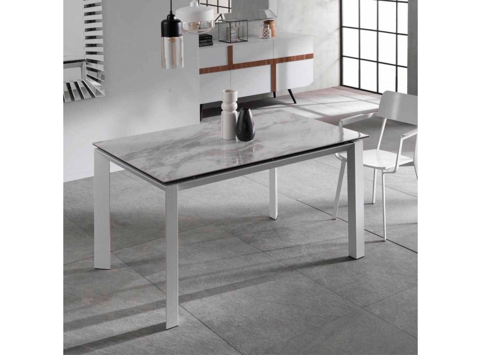 Rozkládací jídelní stůl s mramorovým efektem keramický vrch, Nosate Viadurini
