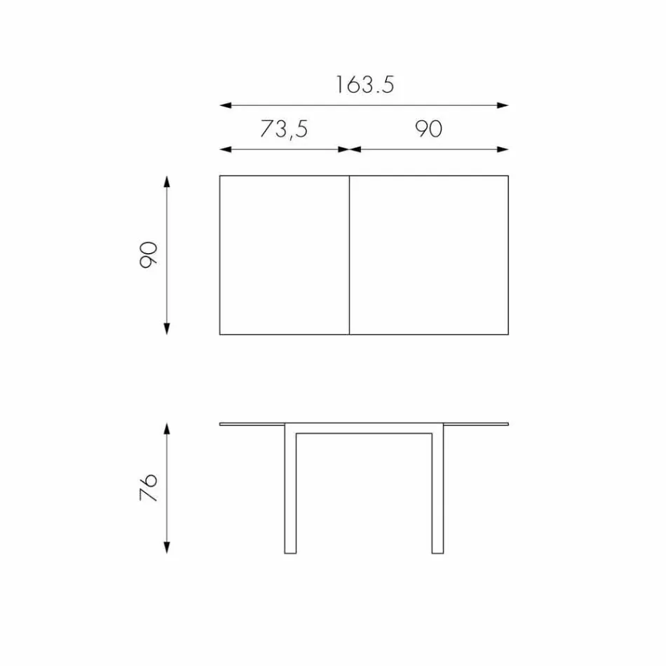 Rozkládací jídelní stůl s Teo sklem Viadurini