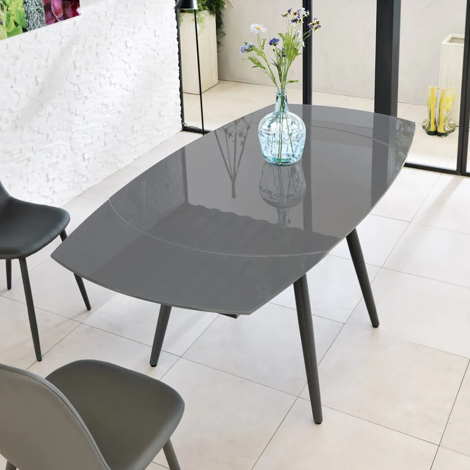 Rozkládací jídelní stůl se skleněnou deskou New Japonsku Viadurini