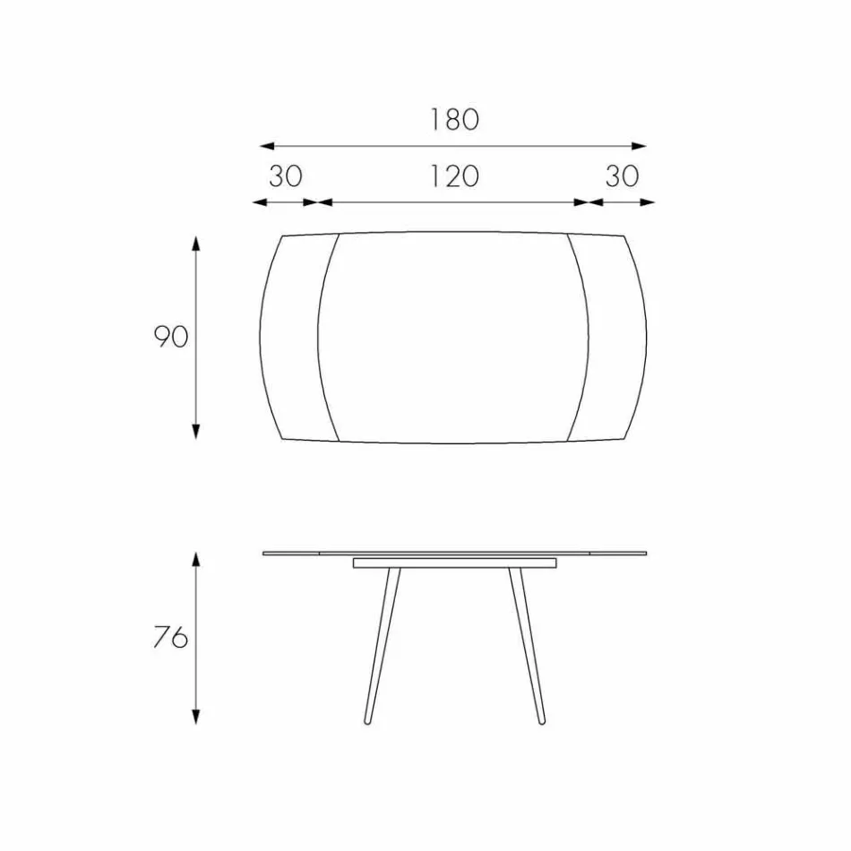 Rozkládací jídelní stůl s Japonskem Nový skleněný strop Viadurini
