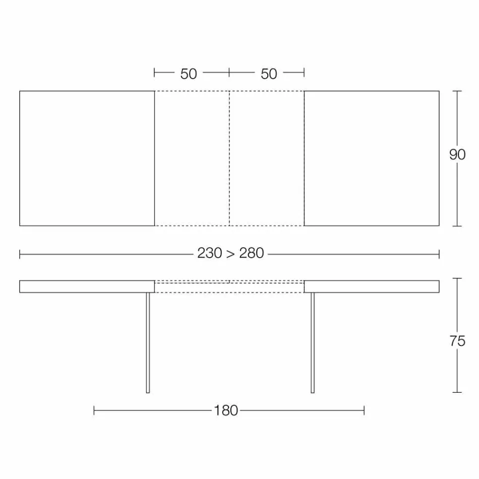 Roztažitelný jídelní stůl až 280 cm ze dřeva a skla vyrobený v Itálii - Focus Viadurini