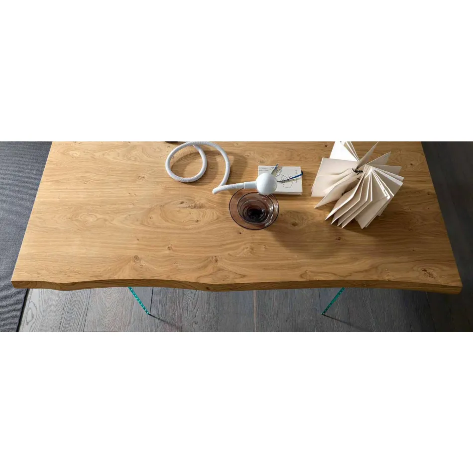 Roztažitelný jídelní stůl až 280 cm ze dřeva a skla vyrobený v Itálii - Focus Viadurini