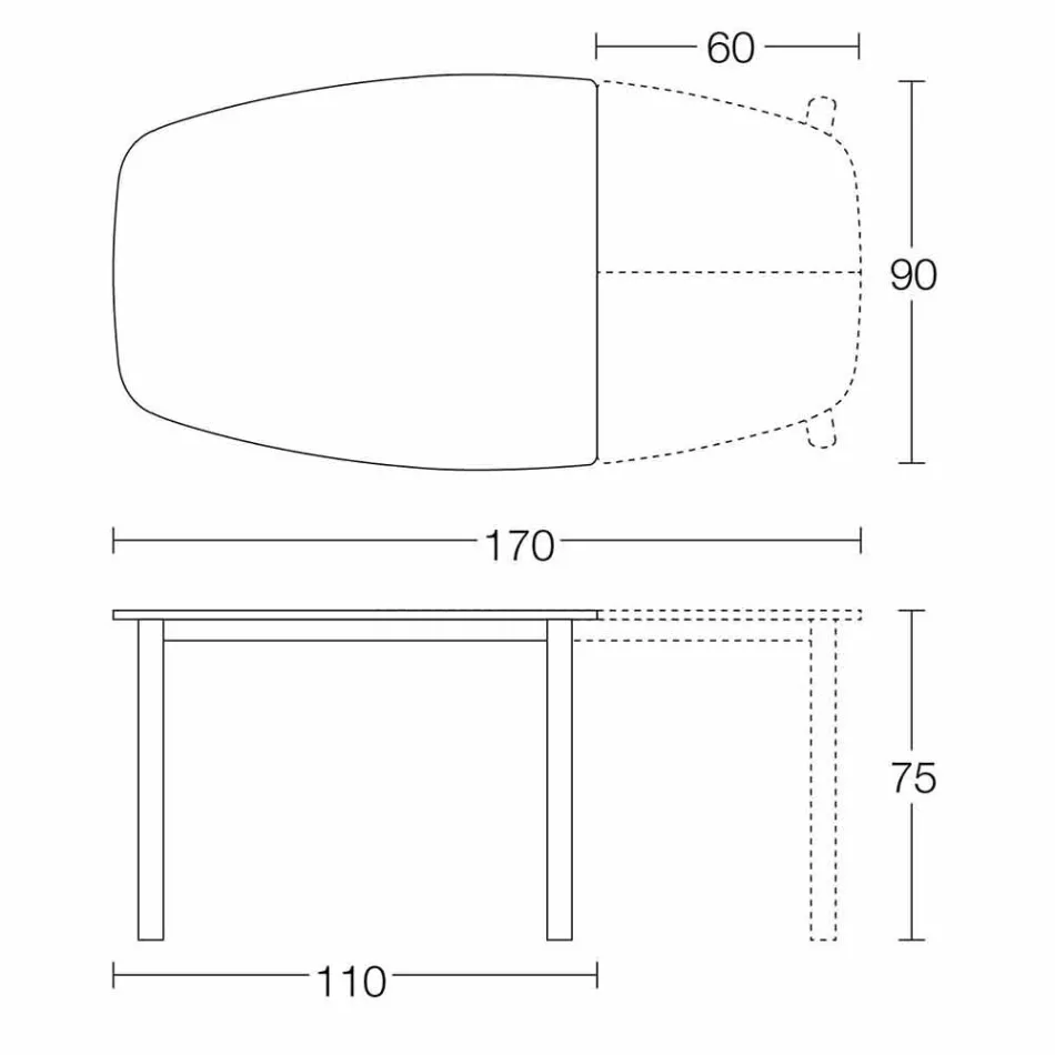 Roztažitelný jídelní stůl až do 170 cm v keramice vyrobené v Itálii - Tremiti Viadurini