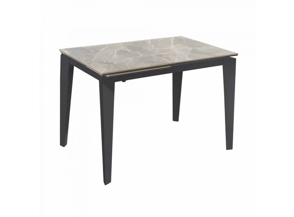 Rozkládací jídelní stůl až do 170 cm v moderním kovovém a keramickém - Syrta Viadurini