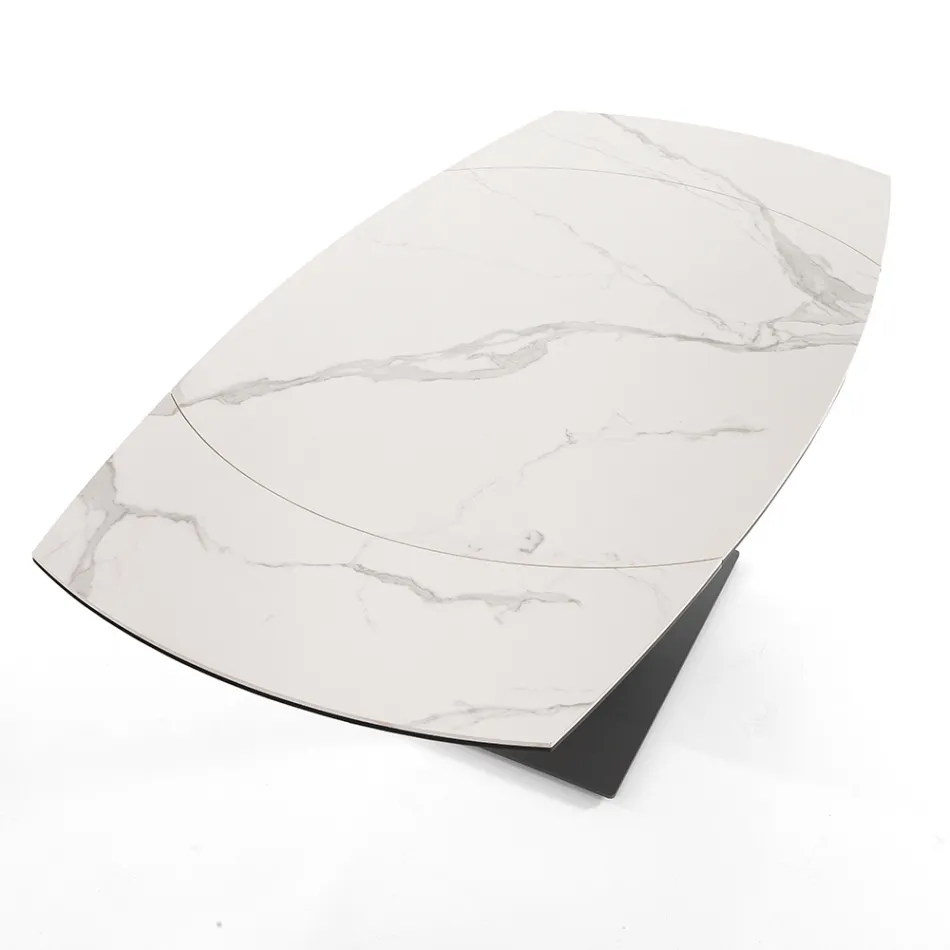 Rozkládací jídelní stůl Až 180 cm z keramiky a oceli - Catone Viadurini