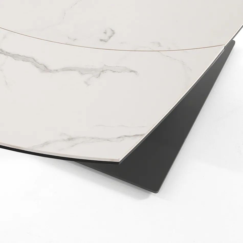 Rozkládací jídelní stůl Až 180 cm z keramiky a oceli - Catone Viadurini