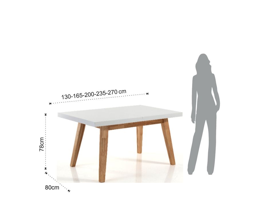 Rozkládací jídelní stůl až 235 cm v bílé lakované Mdf - Fedora Viadurini