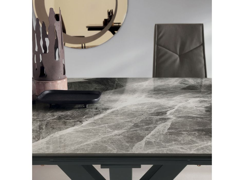 Rozkládací jídelní stůl až 240 cm z porcelánové kameniny - Domagnano Viadurini
