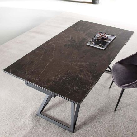 Roztažitelný jídelní stůl až 240 cm z keramického skla a oceli - Bortolo Viadurini