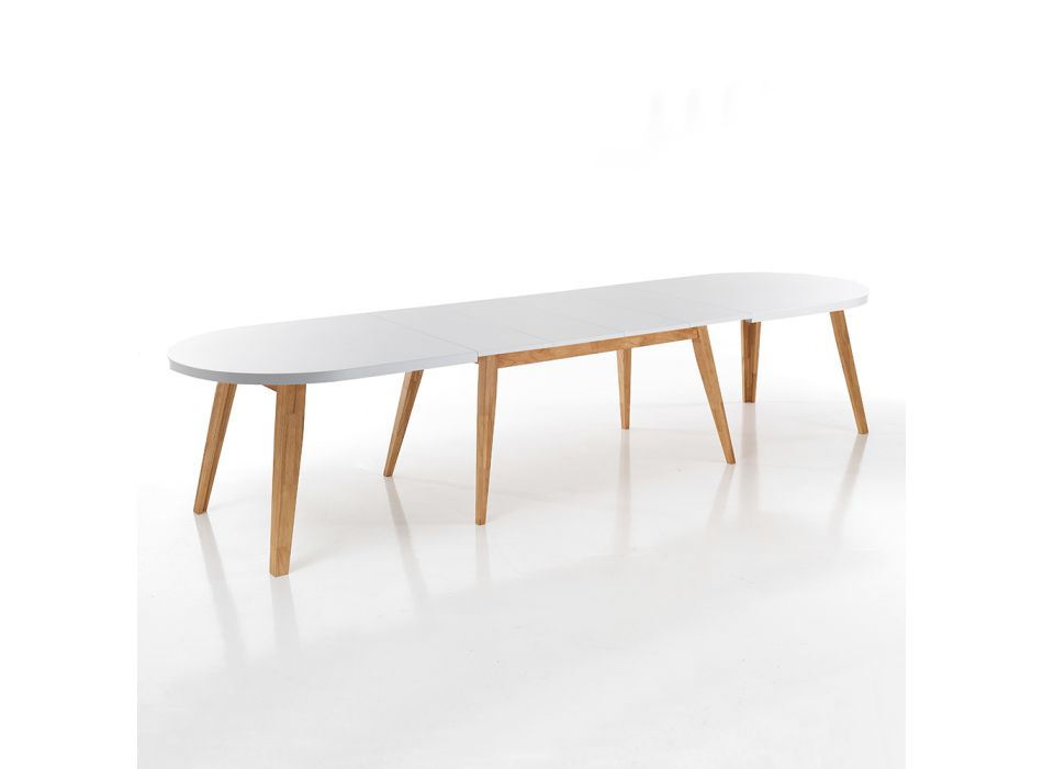 Rozkládací jídelní stůl až 270 cm v Mdf a masivním dřevě - Fedora Viadurini
