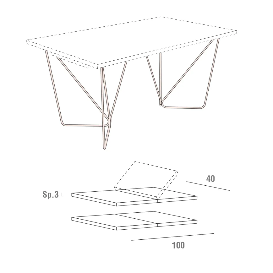 Rozkládací jídelní stůl až do 280 cm ve Fenix Made in Italy - Eolo Viadurini