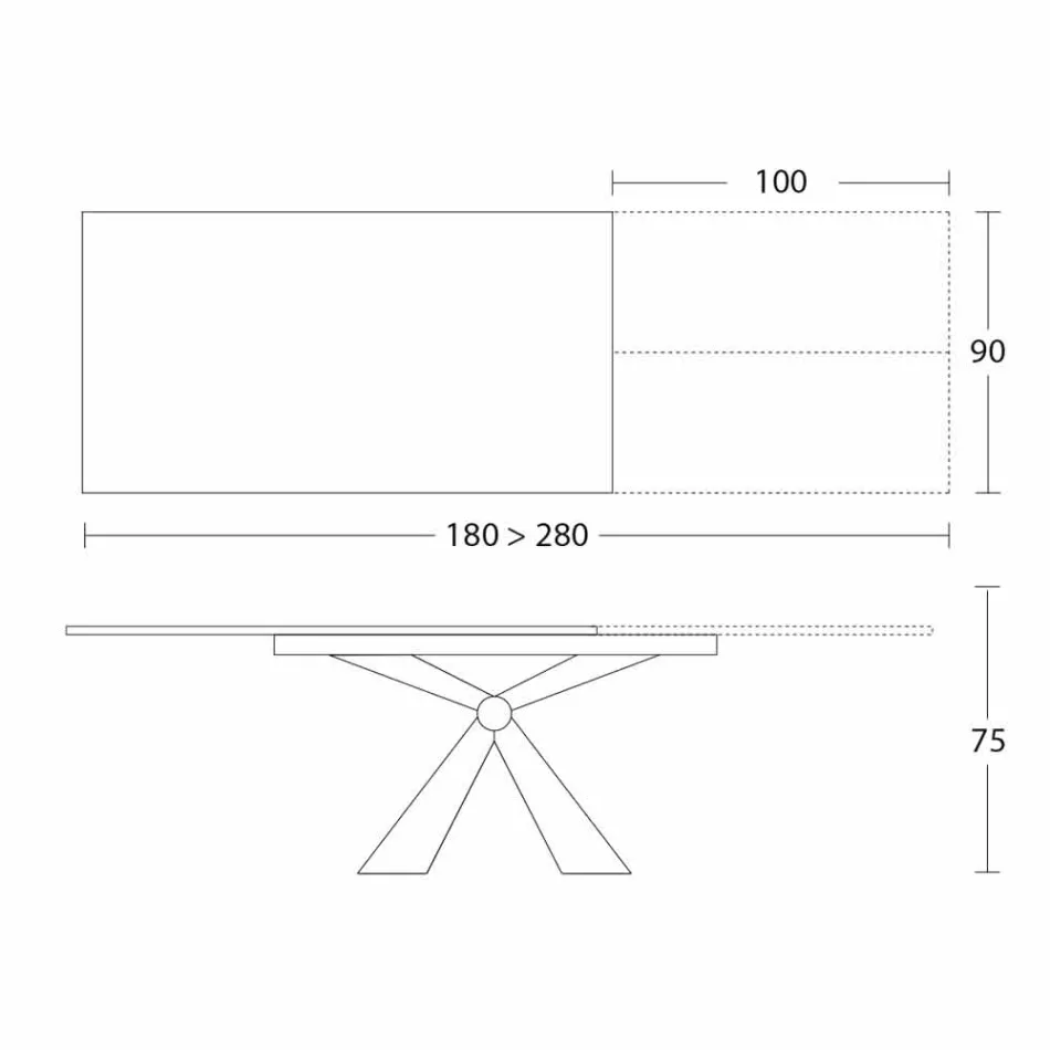 Roztažitelný jídelní stůl až do 298 cm v keramice vyrobené v Itálii - Anaconda Viadurini