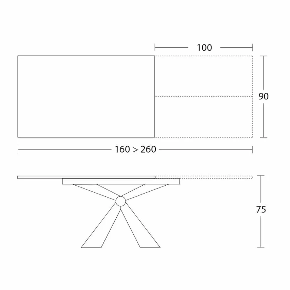 Roztažitelný jídelní stůl až do 298 cm v keramice vyrobené v Itálii - Anaconda Viadurini