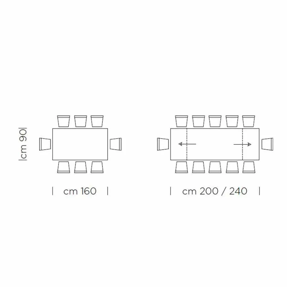 Rozkládací jídelní stůl až do 300 cm z laminátu Made in Italy - Grotta Viadurini