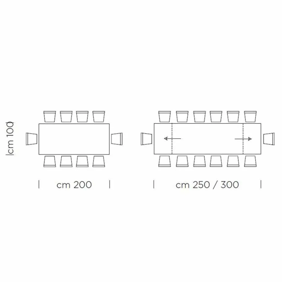 Rozkládací jídelní stůl až do 300 cm z laminátu Made in Italy - Grotta Viadurini