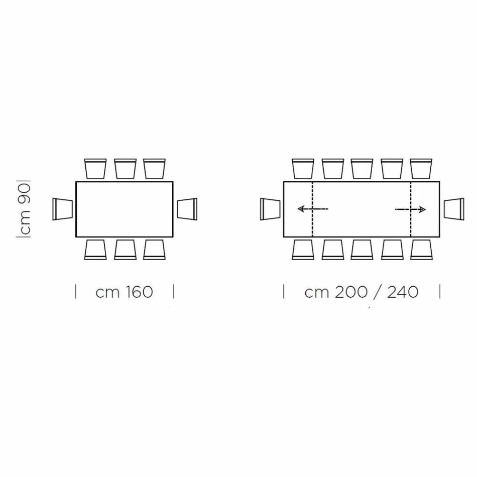 Rozkládací jídelní stůl až do 300 cm z laminátu Made in Italy - Settimmio Viadurini