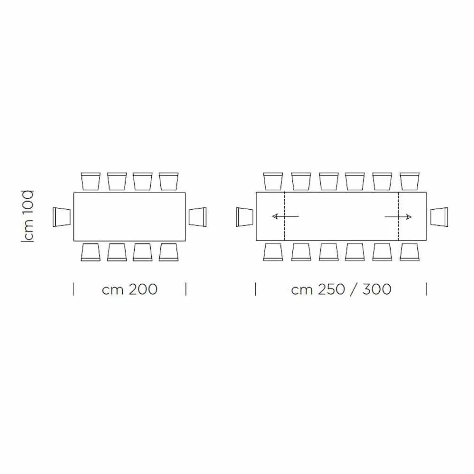Rozkládací jídelní stůl až do 300 cm z laminátu Made in Italy - Settimmio Viadurini
