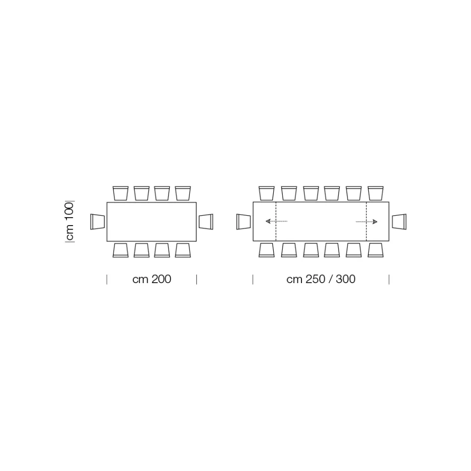 Rozkládací jídelní stůl až do 300 cm z dýhovaného dřeva - Settimmio Viadurini
