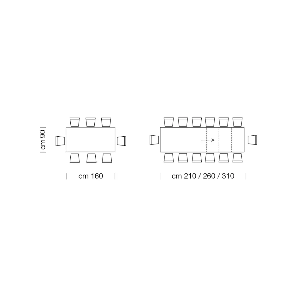 Rozkládací jídelní stůl až do 310 cm z melaminu Made in Italy - 70. léta Viadurini