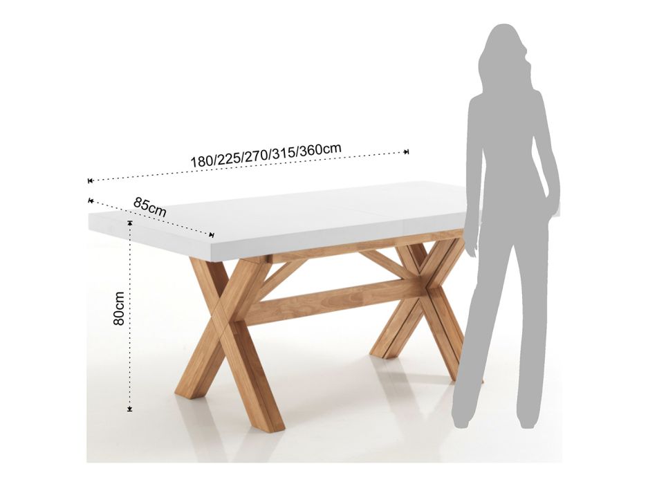Rozkládací jídelní stůl Až 315 cm z masivního dřeva - Massimo Viadurini
