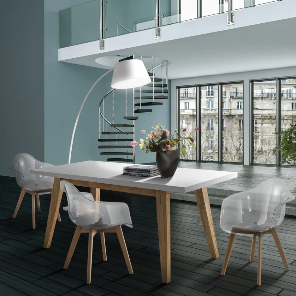 Rozkládací jídelní stůl až 315 cm z Mdf a masivního dřeva - Paolo Viadurini