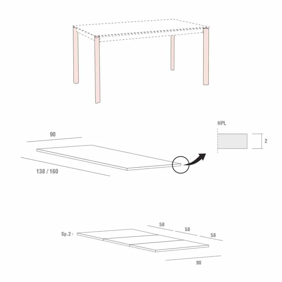 Rozkládací jídelní stůl až do 334 cm Wood Effect Made in Italy - Maltese Viadurini