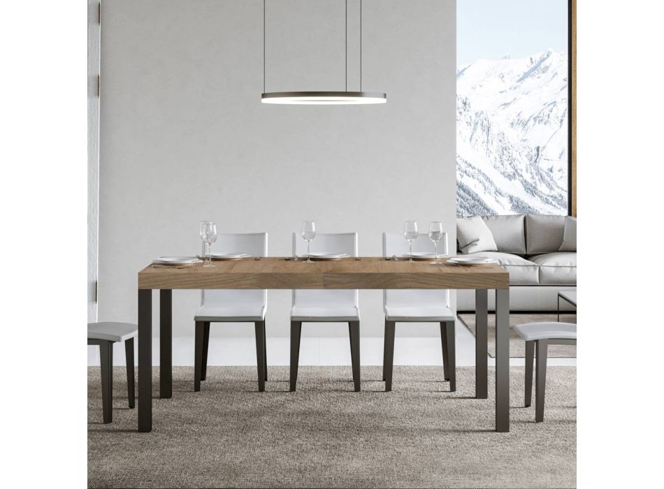 Rozkládací jídelní stůl až do 440 cm ze dřeva a železa Made in Italy - Foxy Viadurini