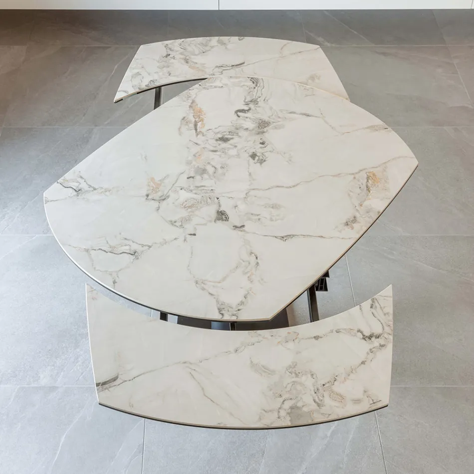 Rozkládací jídelní stůl z keramiky a kovu - Indira Viadurini