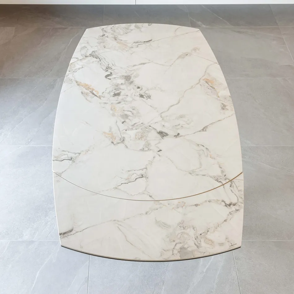 Rozkládací jídelní stůl z keramiky a kovu - Indira Viadurini