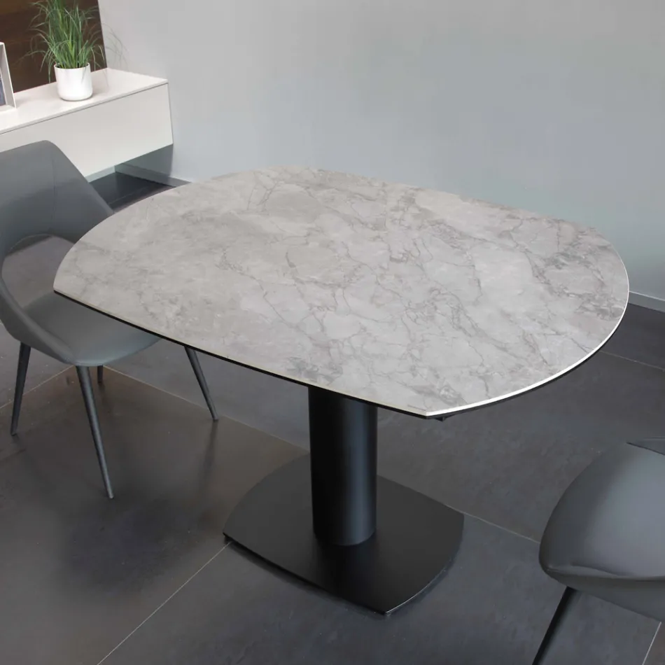 Rozkládací jídelní stůl z keramiky a kovu - Indira Viadurini